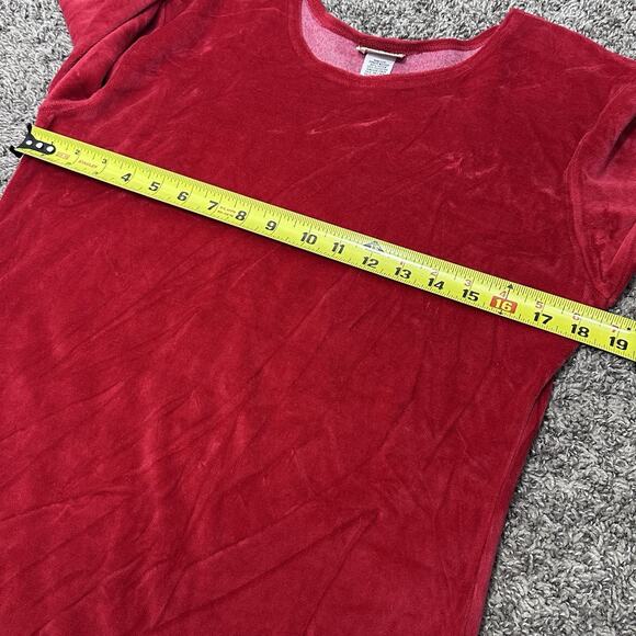 Vtg LL Bean Red Velvet Velour Shirt Womens Sz Small Holiday Event Party Top USA - Picture 4 of 6